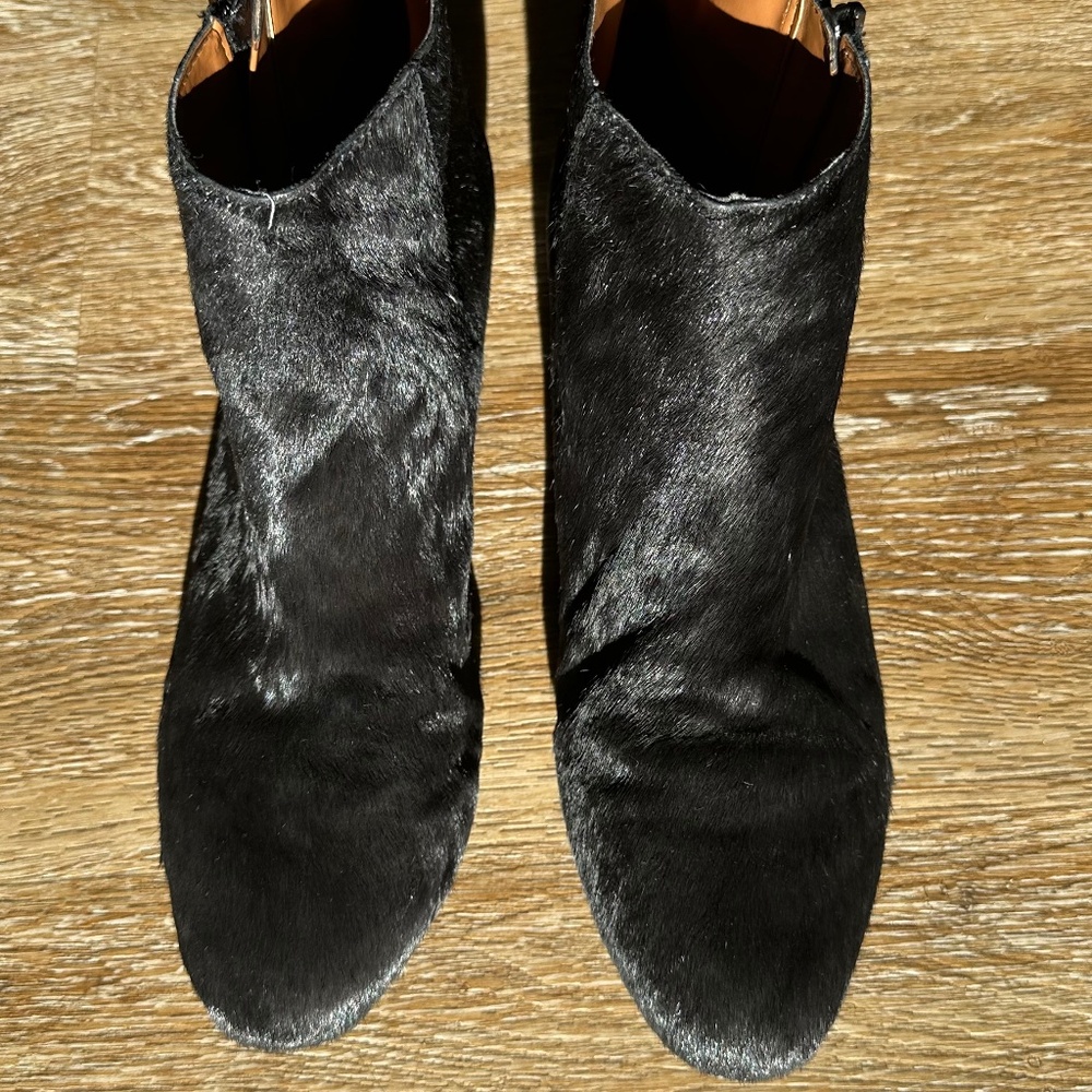Calf Hair  Ankle Boots Black Size 9